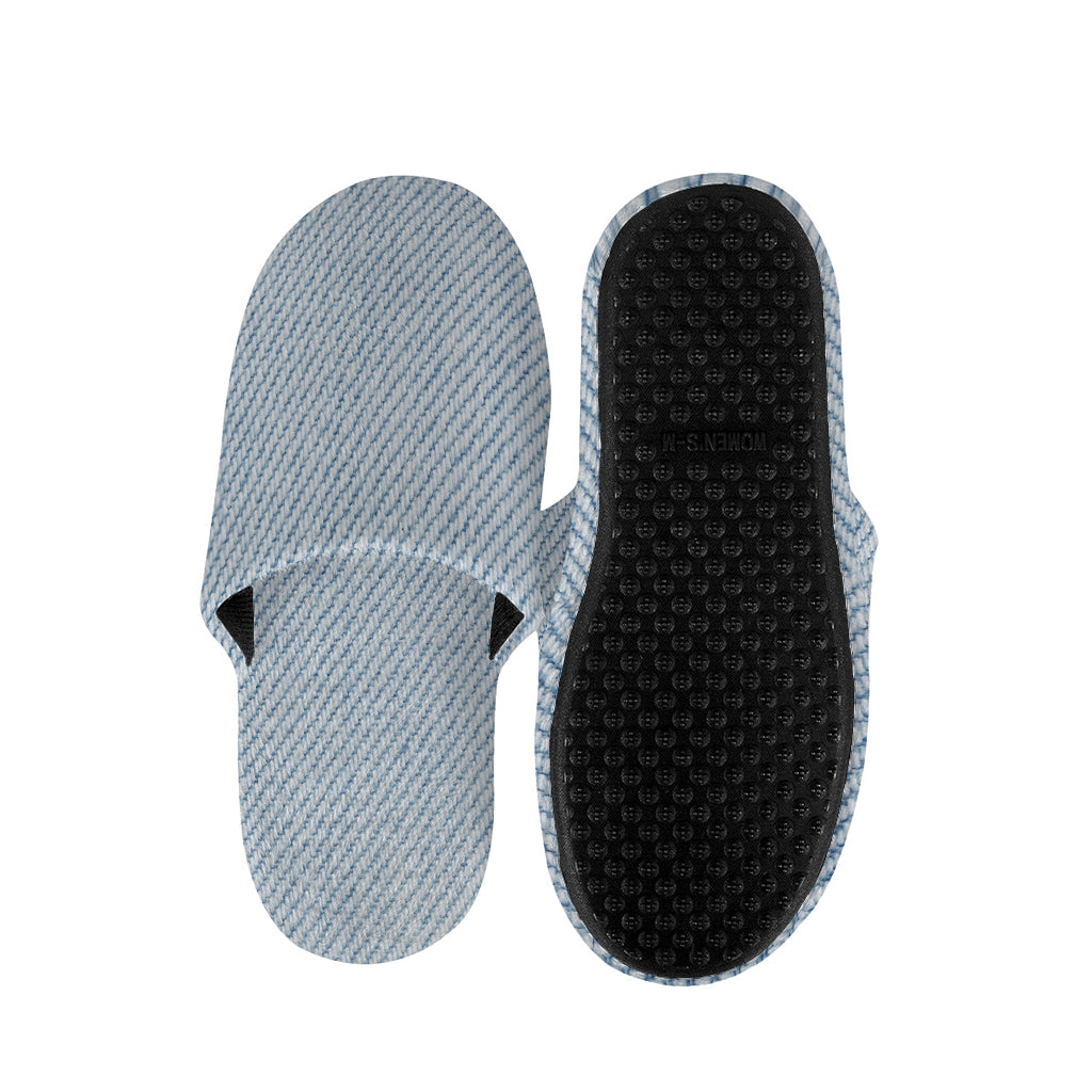 Light Blue Denim Jeans Print Slippers