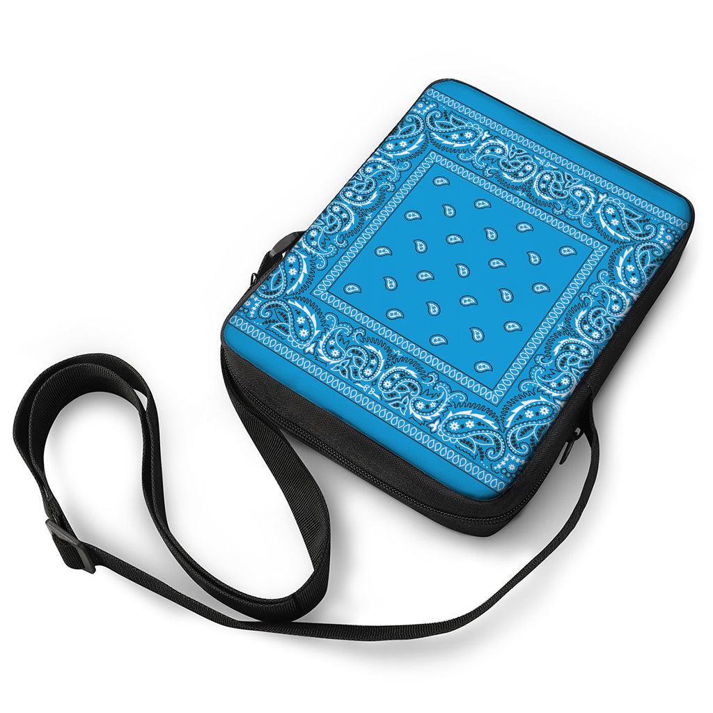 Light Blue Paisley Bandana Print Rectangular Crossbody Bag