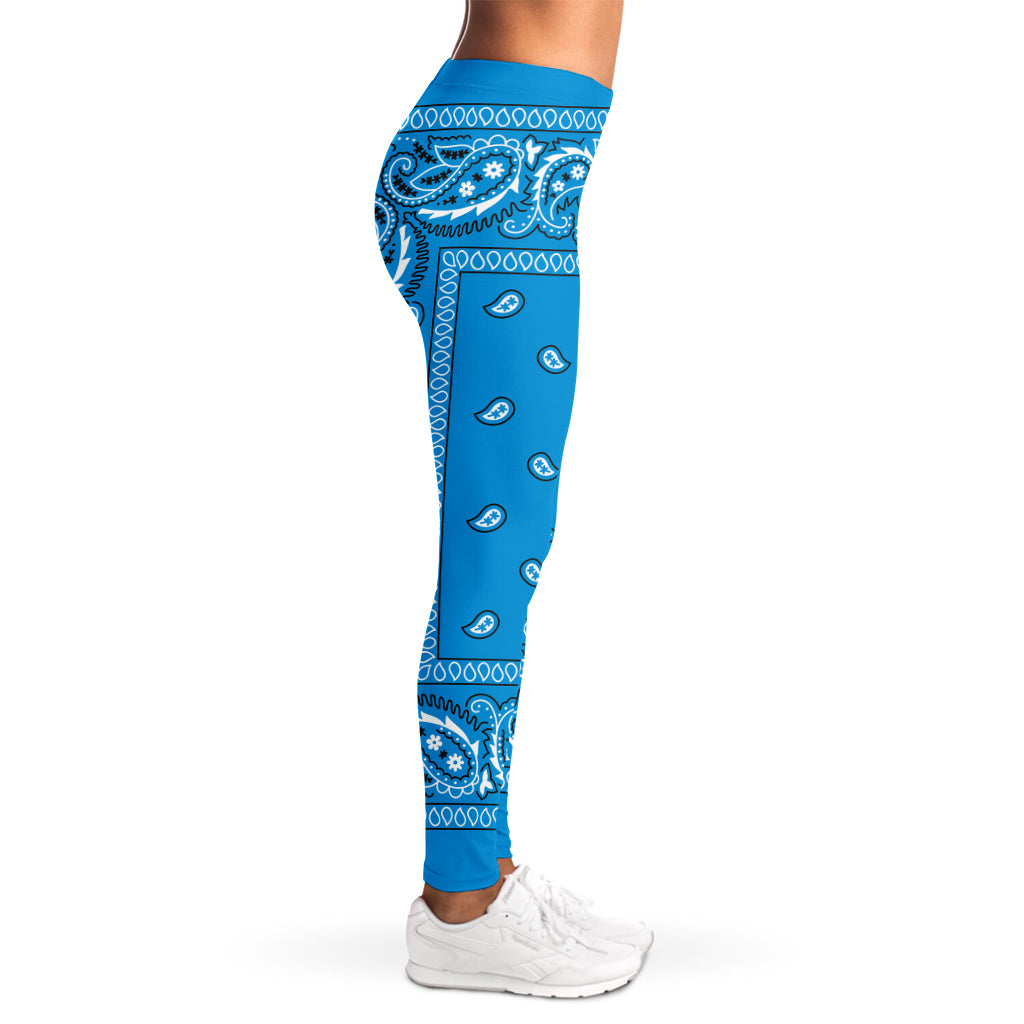 Light Blue Paisley Bandana Print Women's Leggings