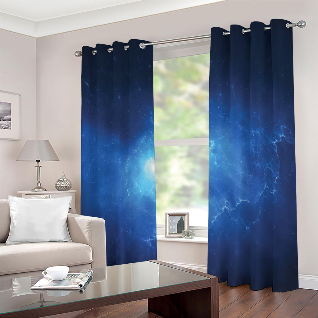 Light Blue Space Print Extra Wide Grommet Curtains