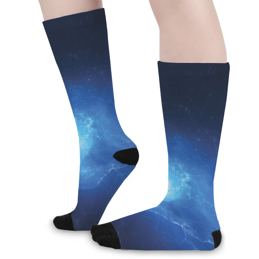 Light Blue Space Print Long Socks