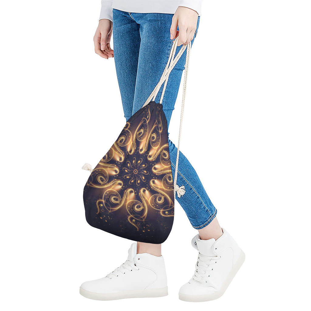Light Fractal Print Drawstring Bag