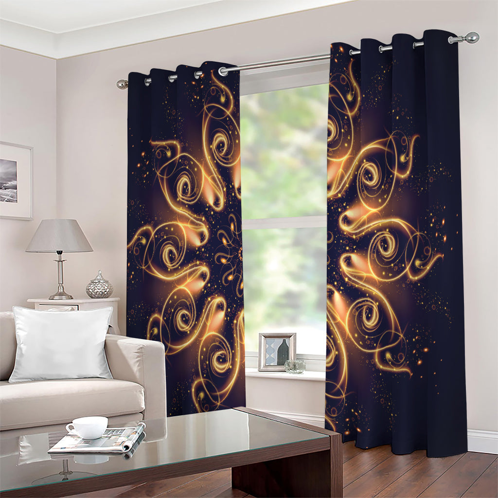 Light Fractal Print Extra Wide Grommet Curtains