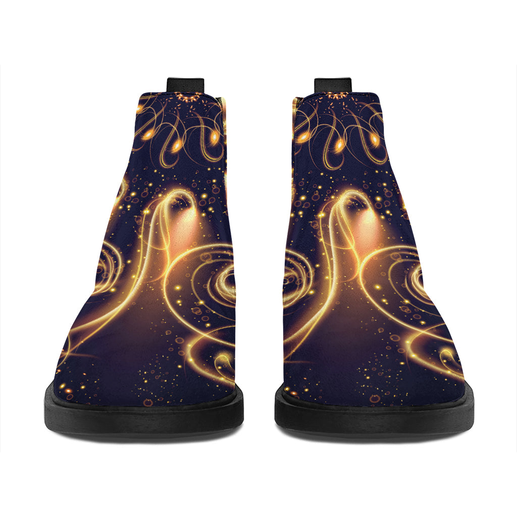 Light Fractal Print Flat Ankle Boots