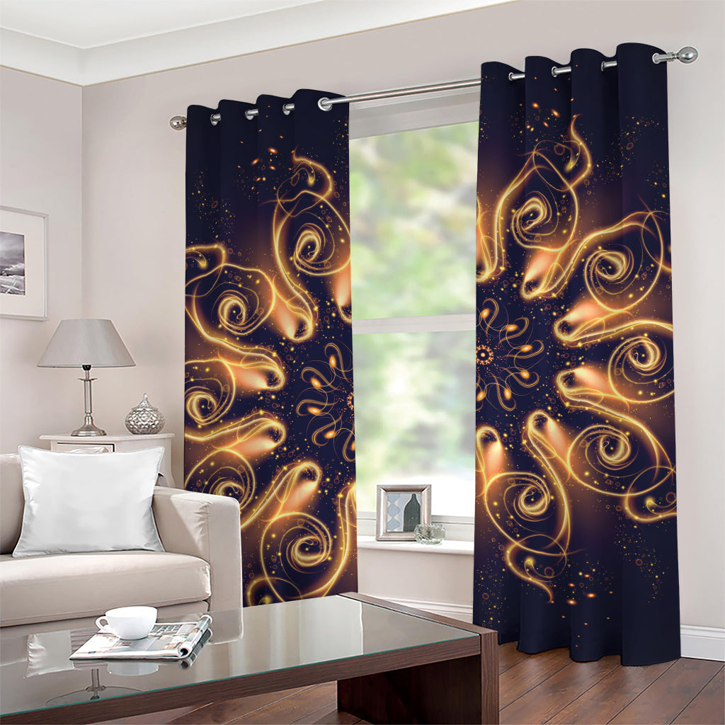 Light Fractal Print Grommet Curtains