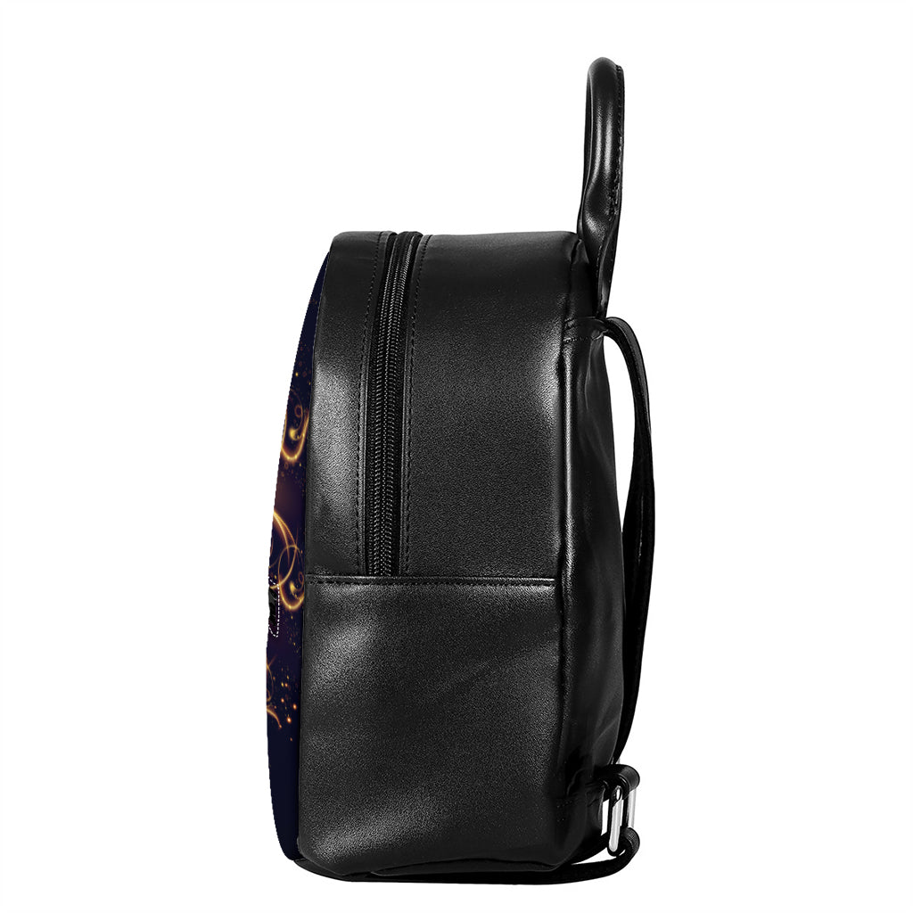 Light Fractal Print Leather Backpack