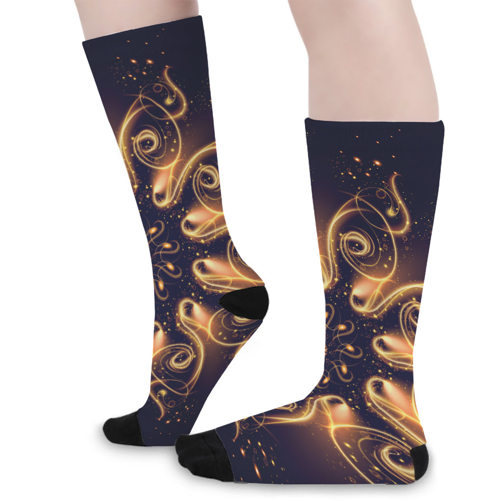 Light Fractal Print Long Socks