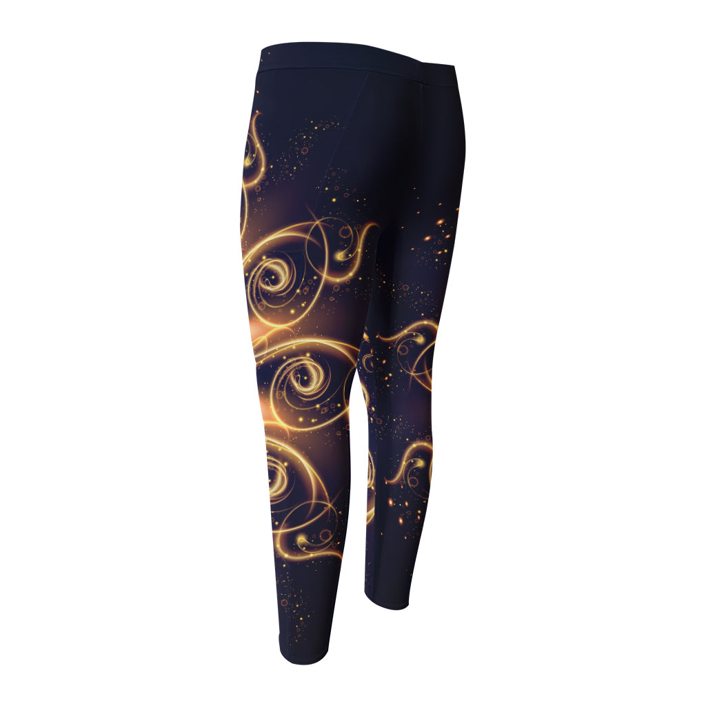 Light Fractal Print Men's Compression Pants