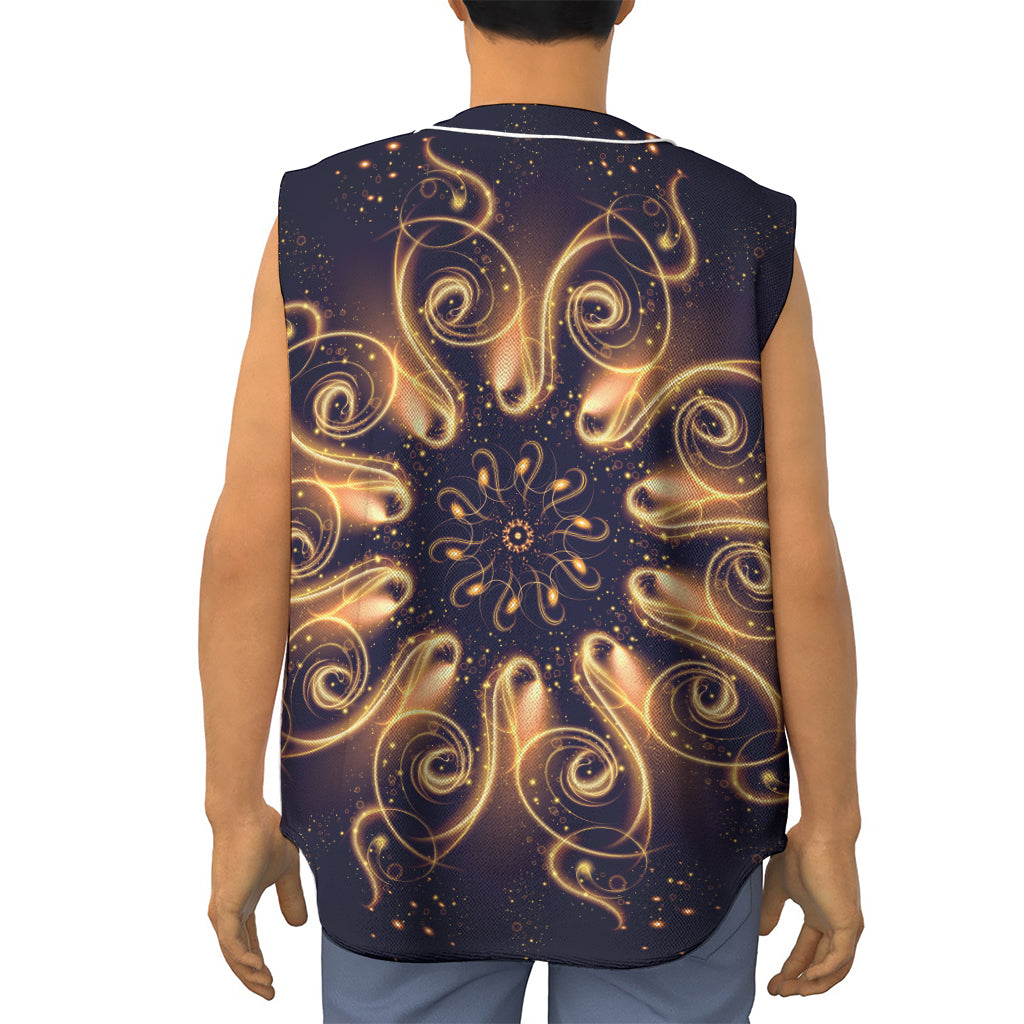 Light Fractal Print Sleeveless Baseball Jersey