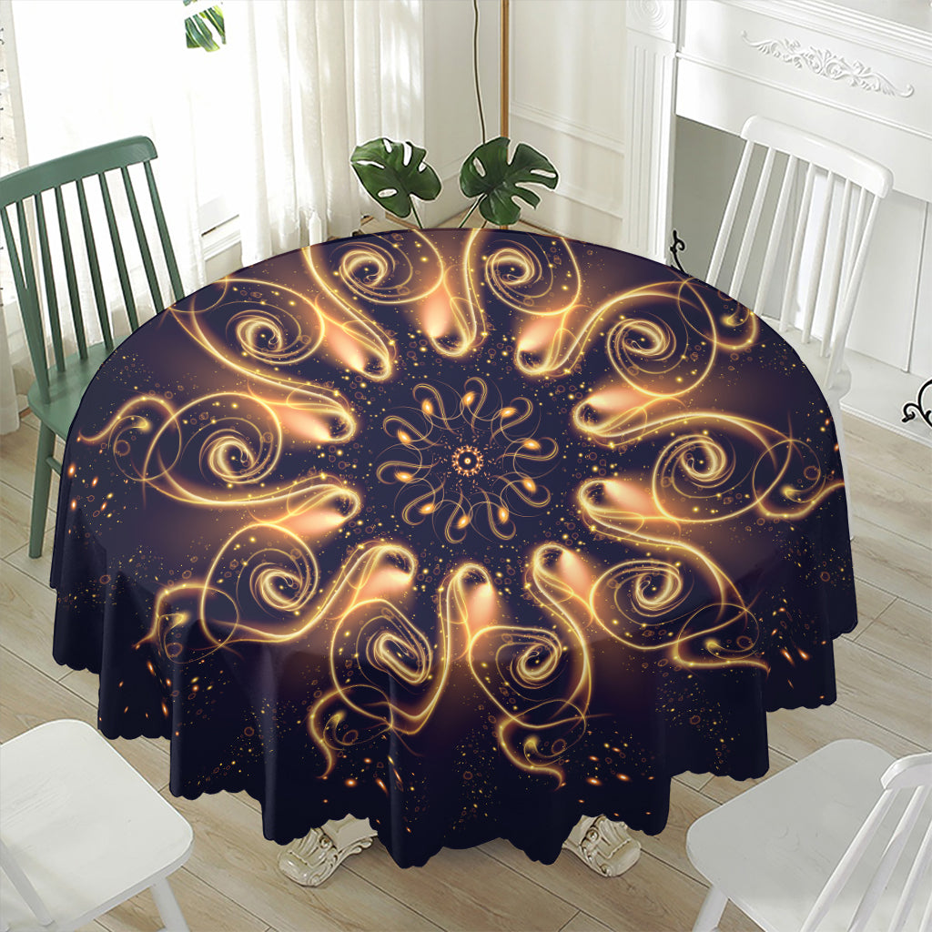 Light Fractal Print Waterproof Round Tablecloth