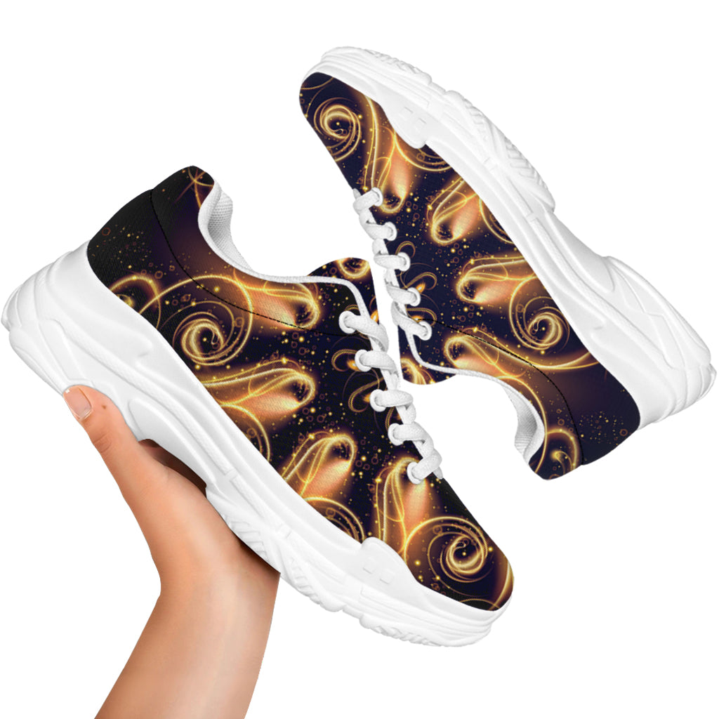 Light Fractal Print White Chunky Shoes