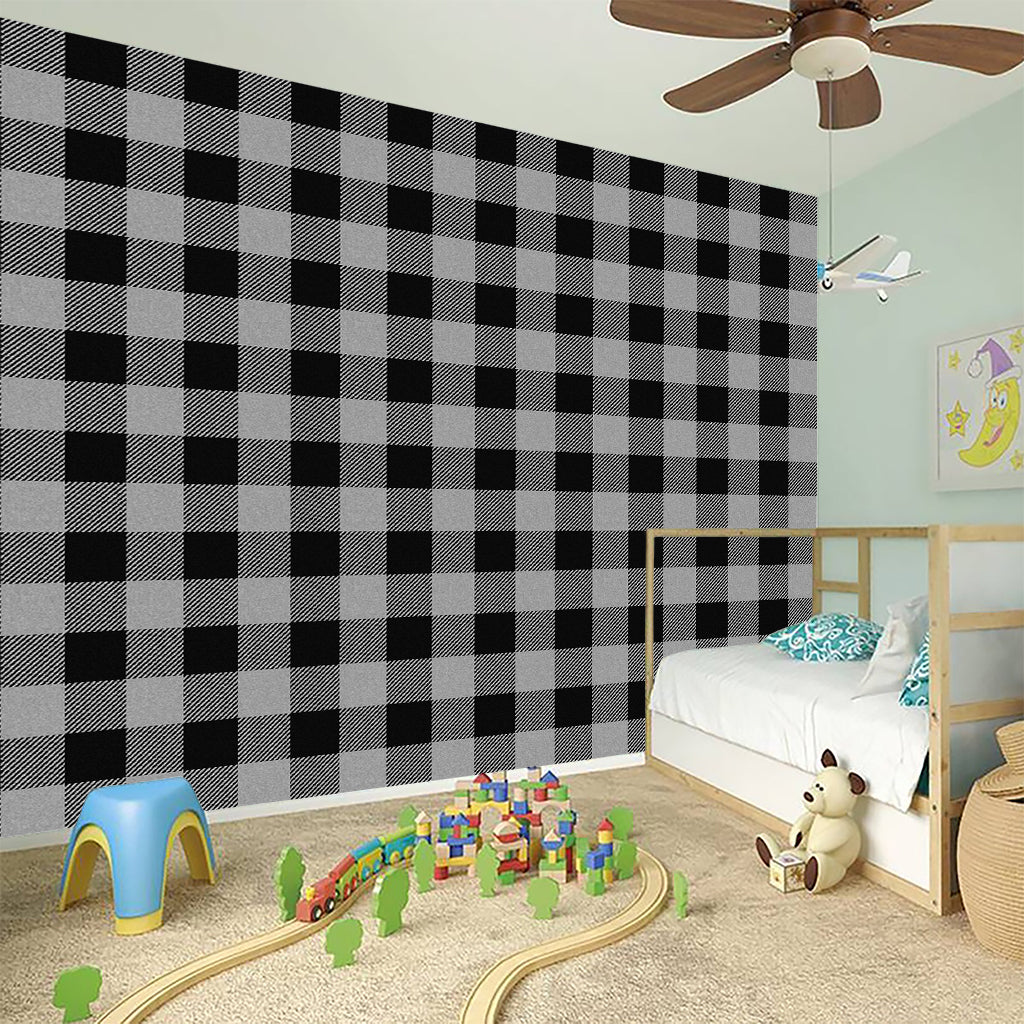 Light Grey And Black Buffalo Check Print Wall Sticker