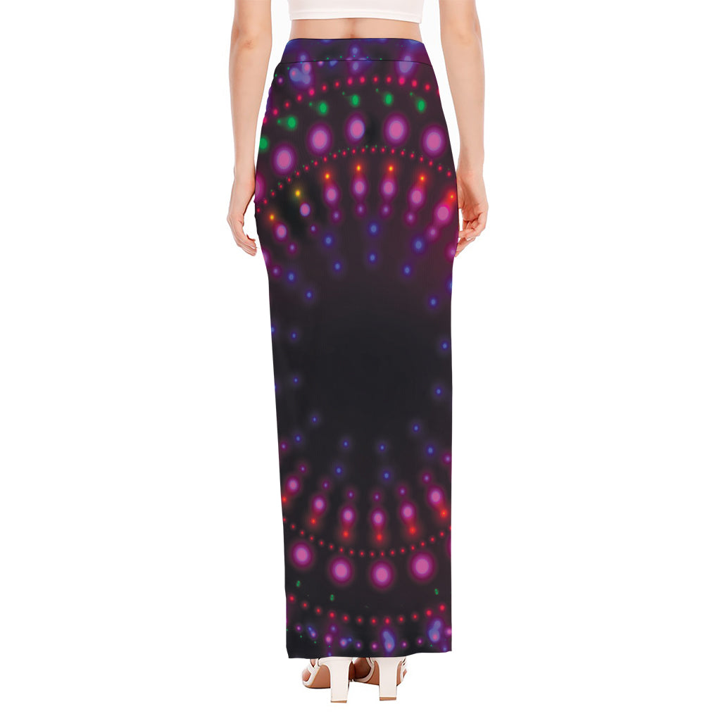 Light Mandala Print High Slit Maxi Skirt