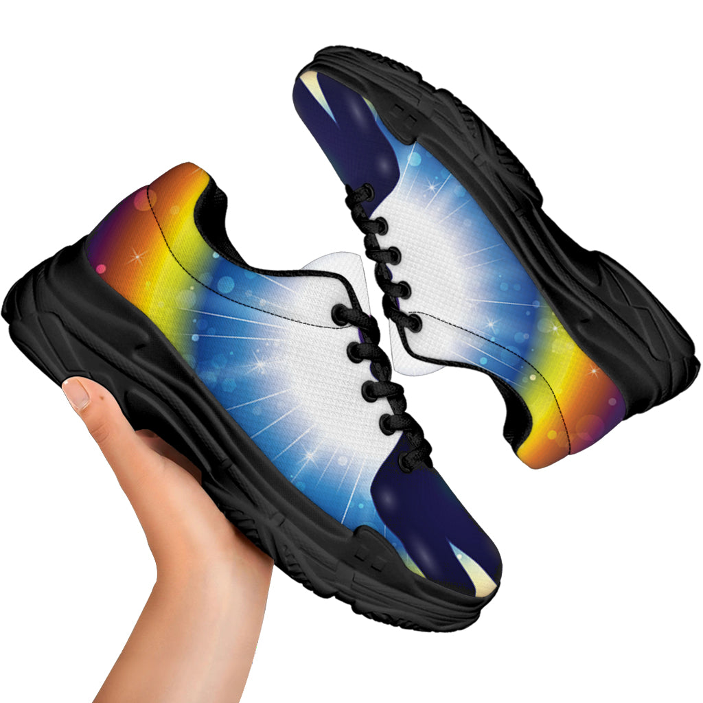 Light Of Seven Chakras Print Black Chunky Shoes
