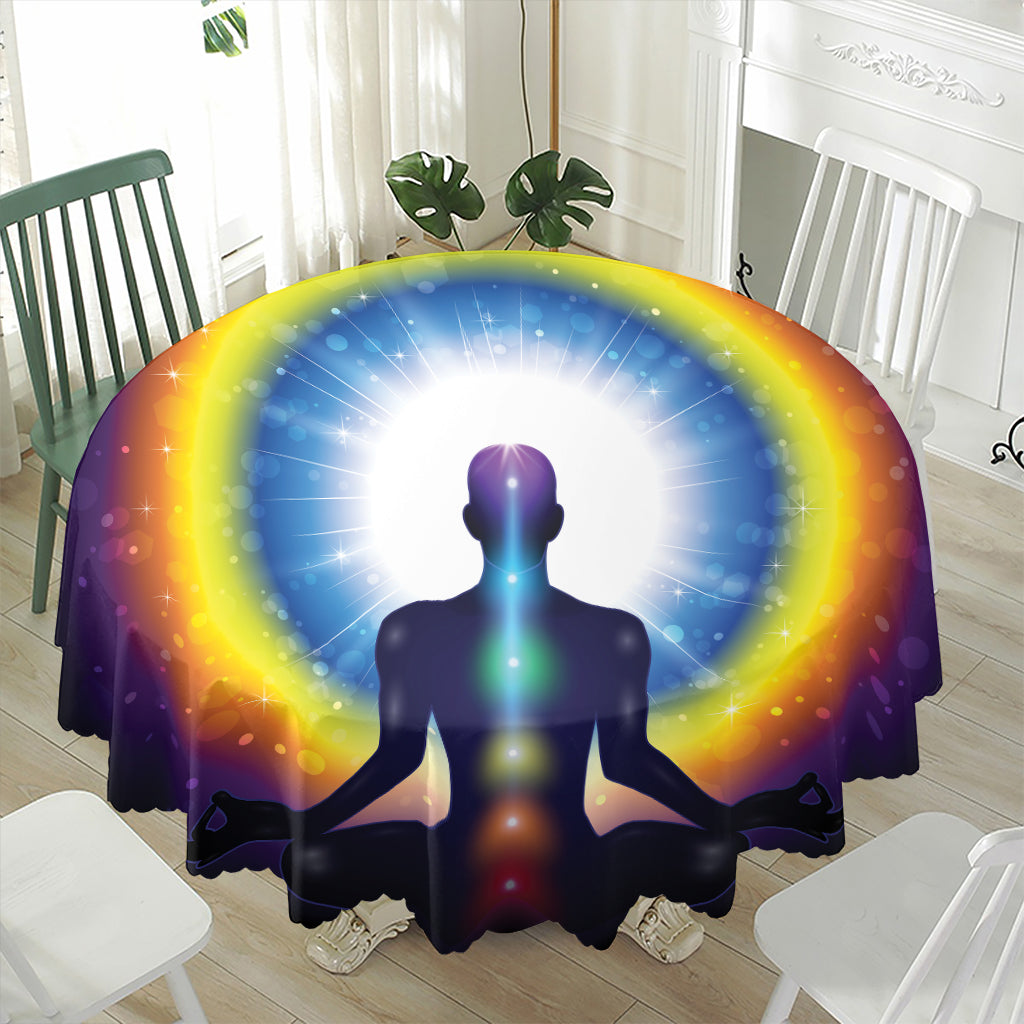 Light Of Seven Chakras Print Waterproof Round Tablecloth