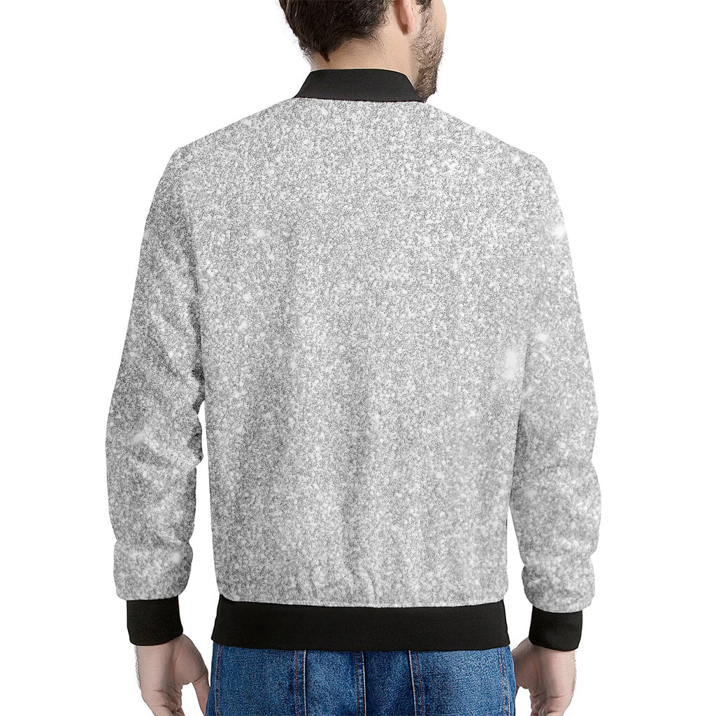 Light Silver Glitter Artwork Print (NOT Real Glitter) Men's Bomber Jacket