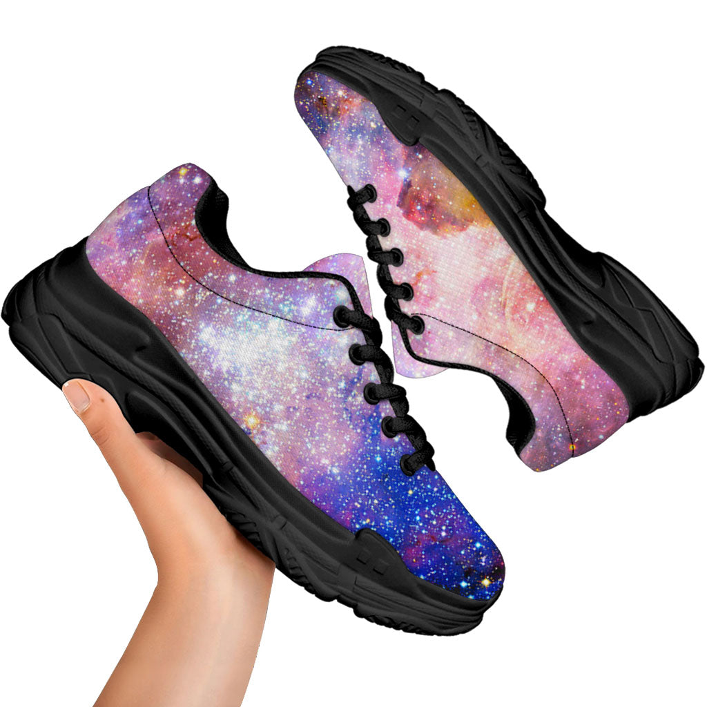 Light Stardust Galaxy Deep Space Print Black Chunky Shoes