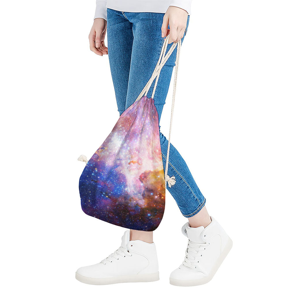 Light Stardust Galaxy Deep Space Print Drawstring Bag