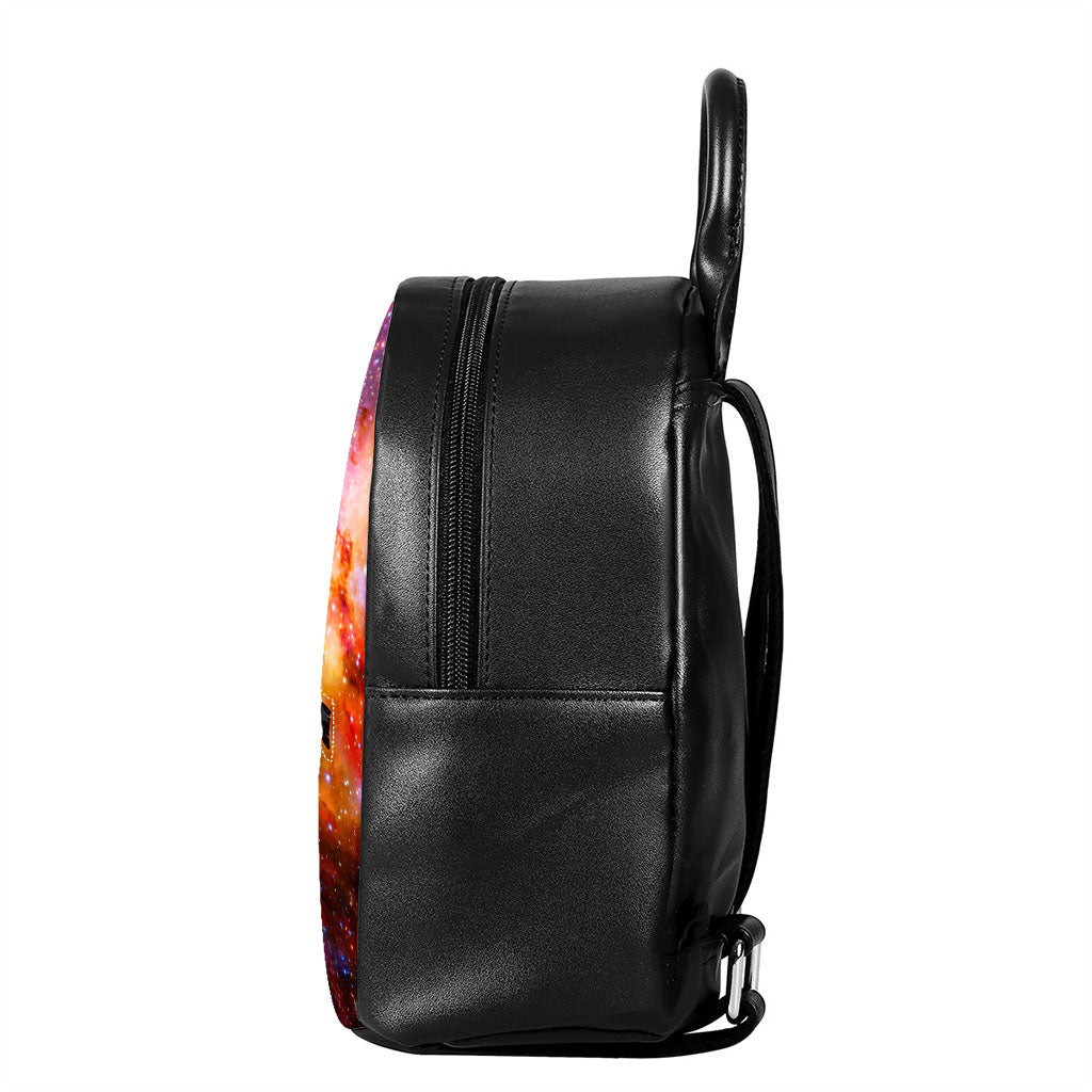 Light Stardust Galaxy Deep Space Print Leather Backpack