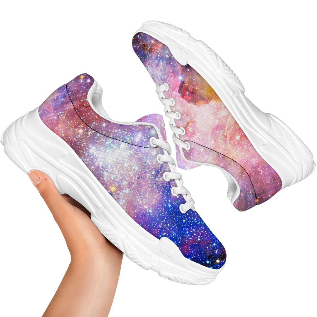 Light Stardust Galaxy Deep Space Print White Chunky Shoes