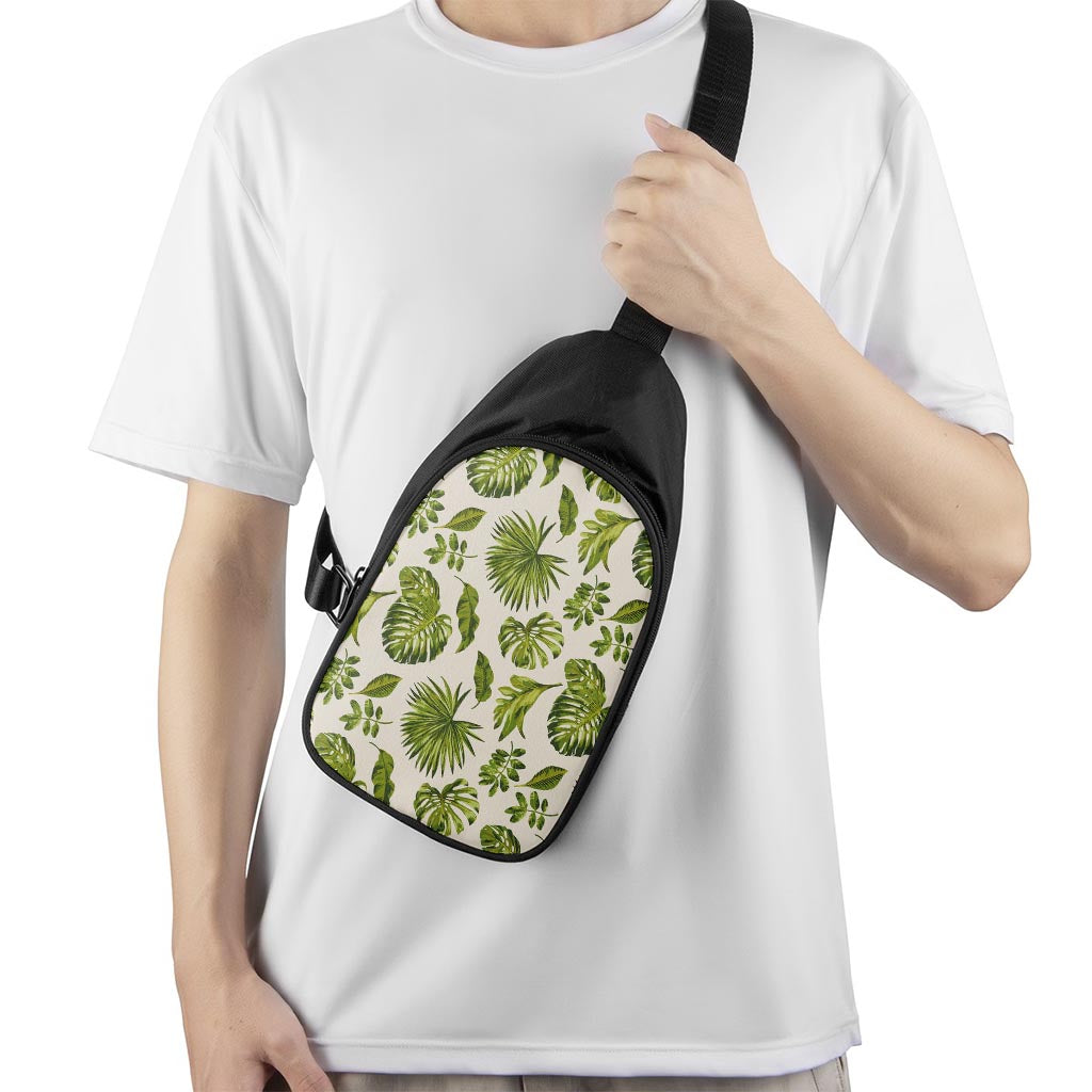 Light Tropical Leaf Pattern Print Chest Bag