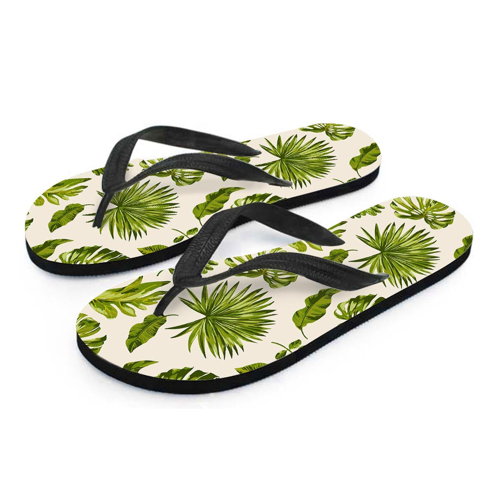 Light Tropical Leaf Pattern Print Flip Flops