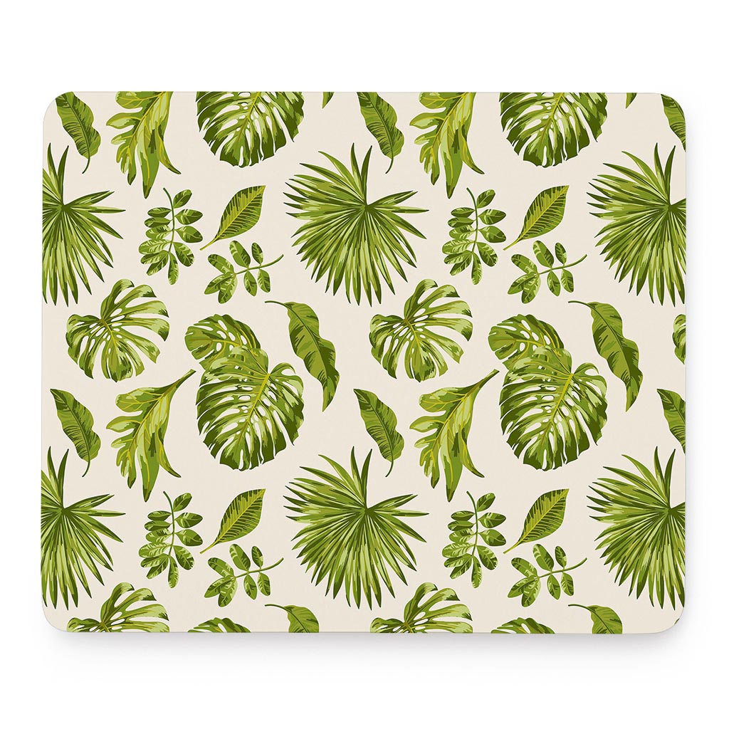 Light Tropical Leaf Pattern Print Mouse Pad