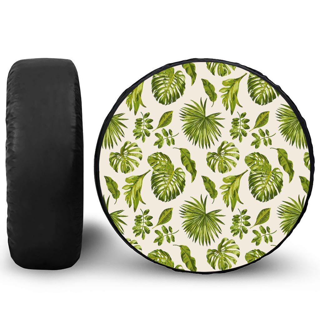 Light Tropical Leaf Pattern Print Tire Cover