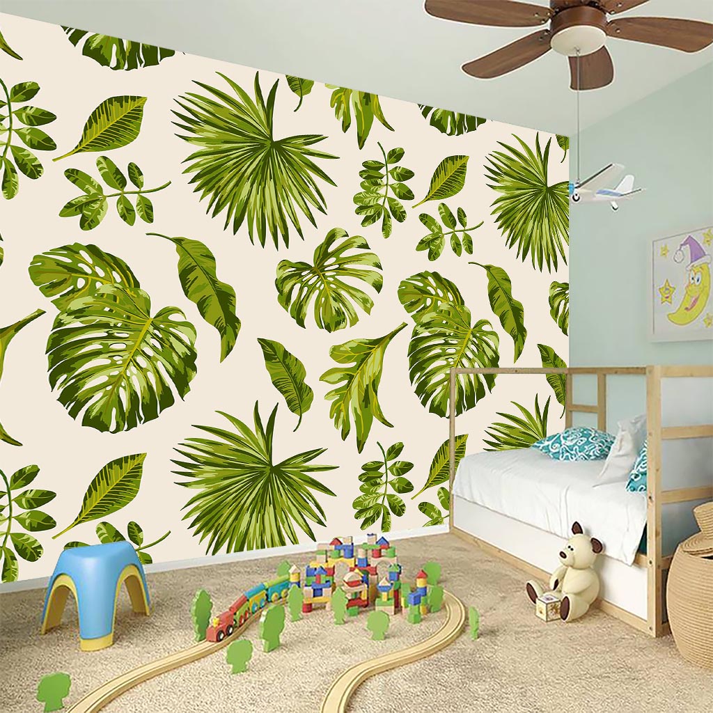 Light Tropical Leaf Pattern Print Wall Sticker