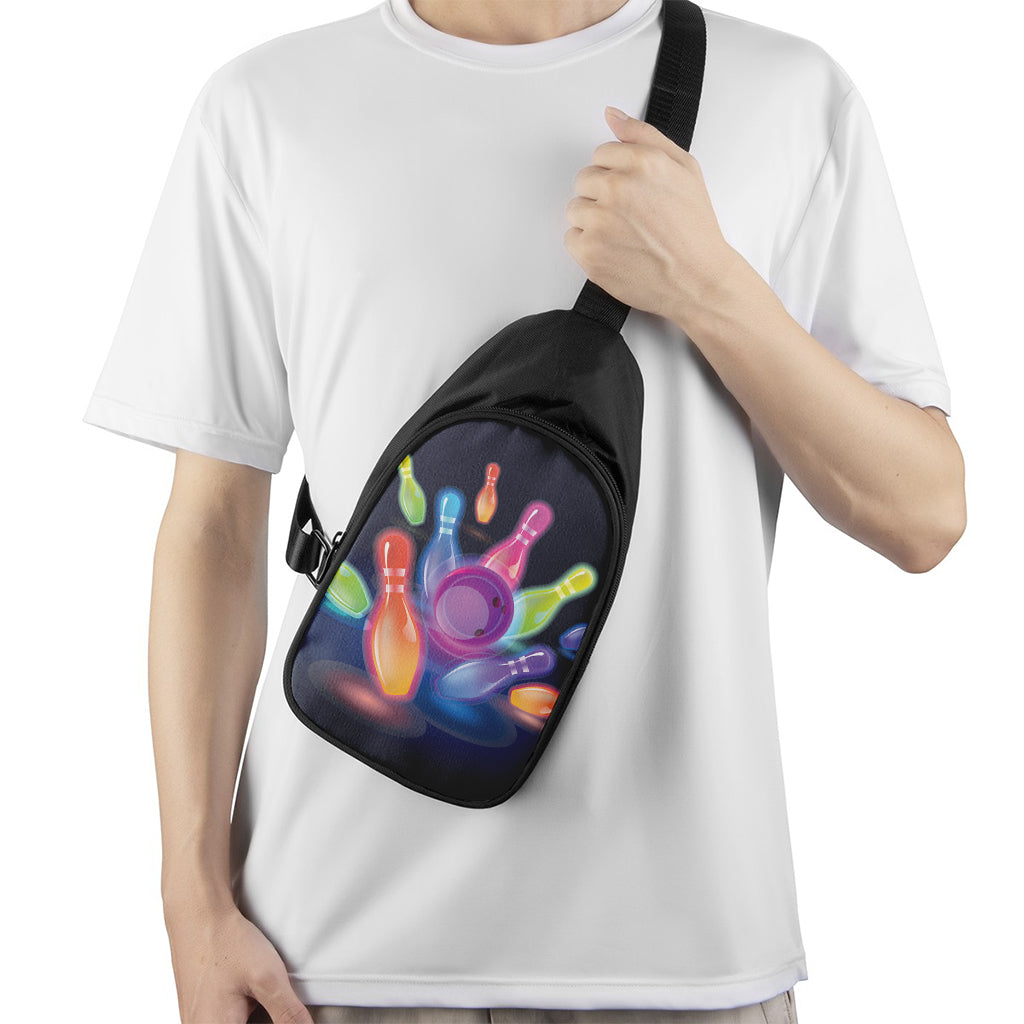 Light Up Bowling Pins Print Chest Bag