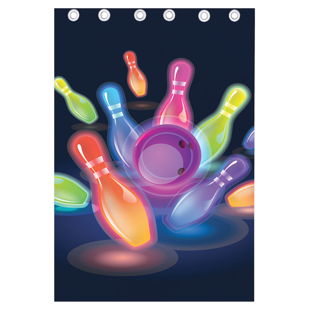 Light Up Bowling Pins Print Curtain