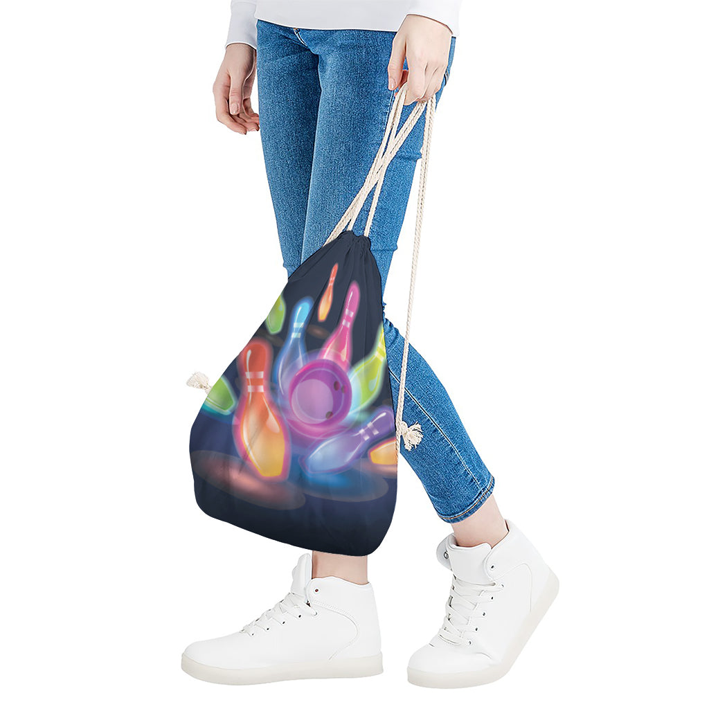 Light Up Bowling Pins Print Drawstring Bag