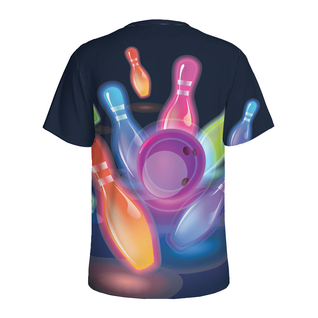 Light Up Bowling Pins Print Men's Sports T-Shirt