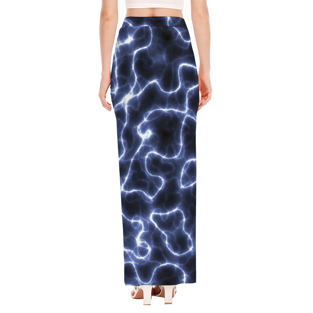 Lightning Chain Print High Slit Maxi Skirt