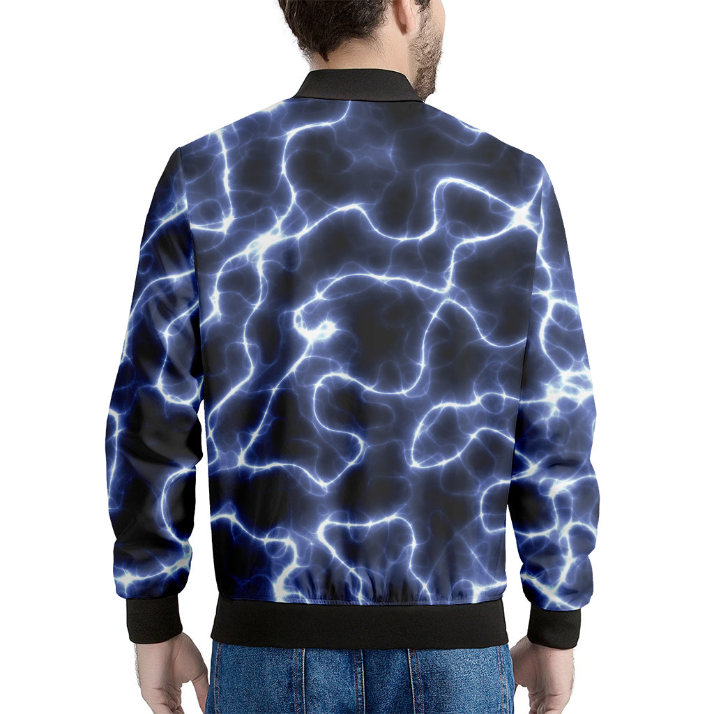 Lightning Chain Print Men's Bomber Jacket