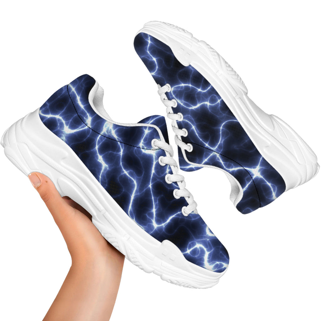 Lightning Chain Print White Chunky Shoes