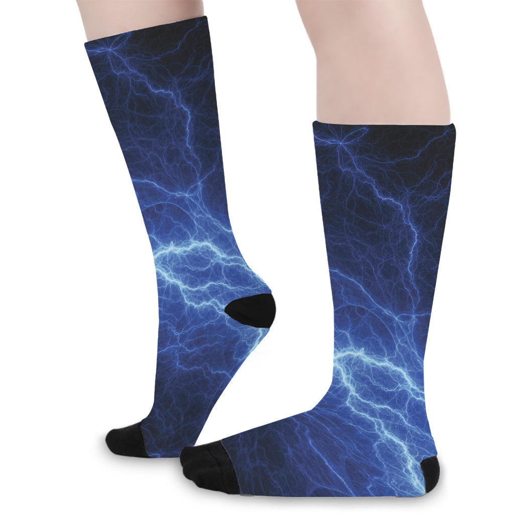 Lightning Plasma Print Long Socks
