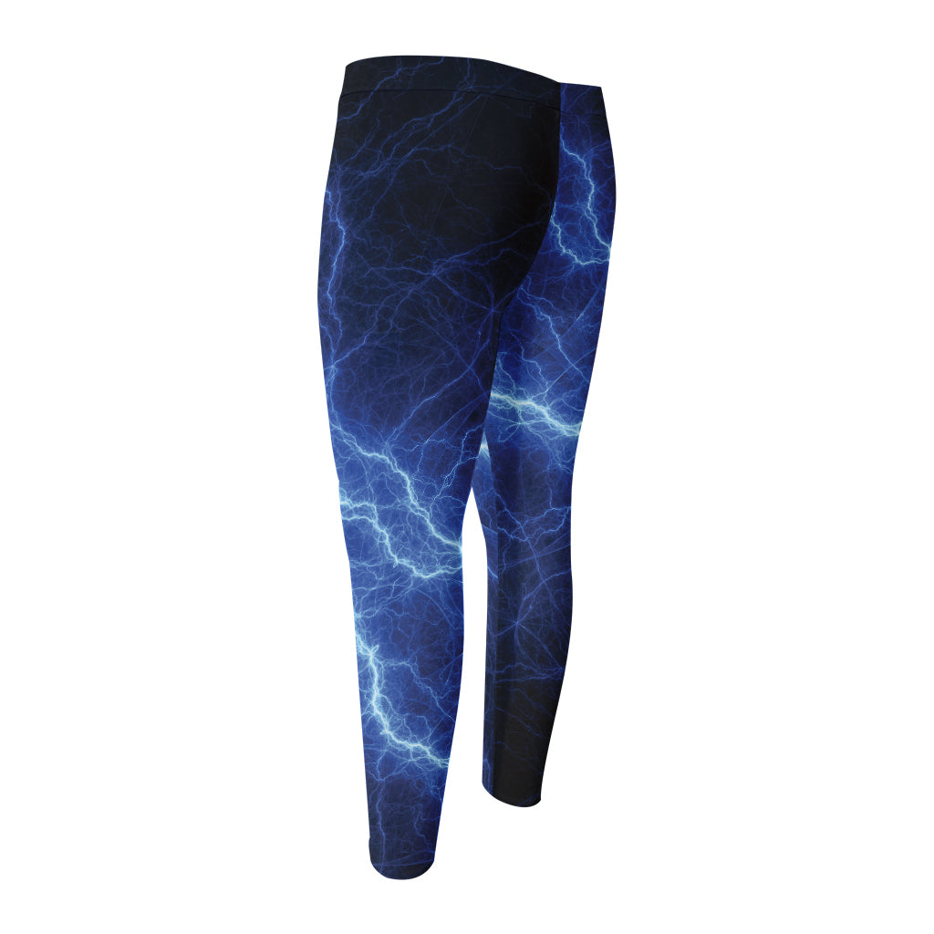 Lightning Plasma Print Men's Compression Pants