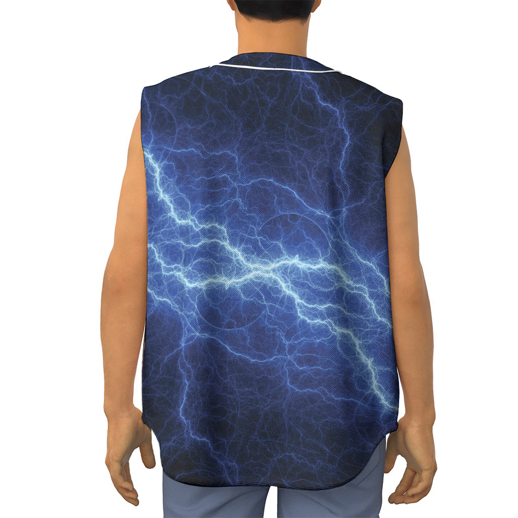 Lightning Plasma Print Sleeveless Baseball Jersey