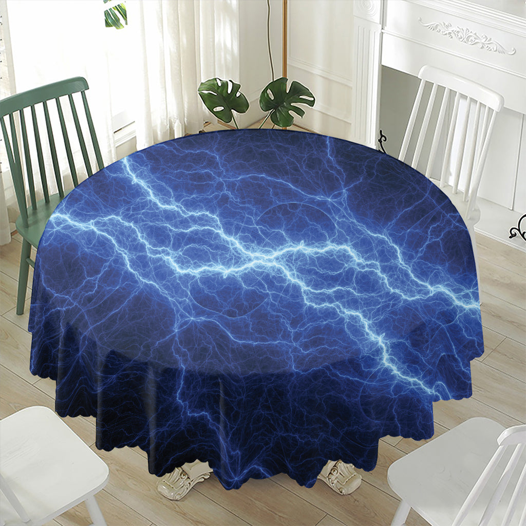Lightning Plasma Print Waterproof Round Tablecloth