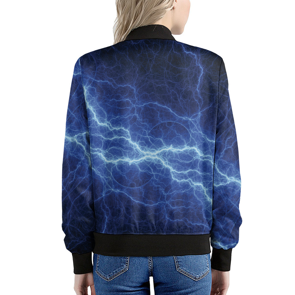 Lightning Plasma Print Women's Bomber Jacket