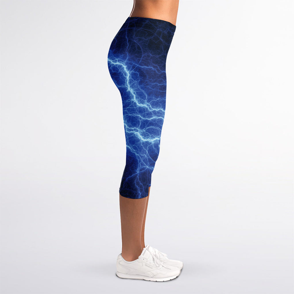Lightning Plasma Print Women's Capri Leggings