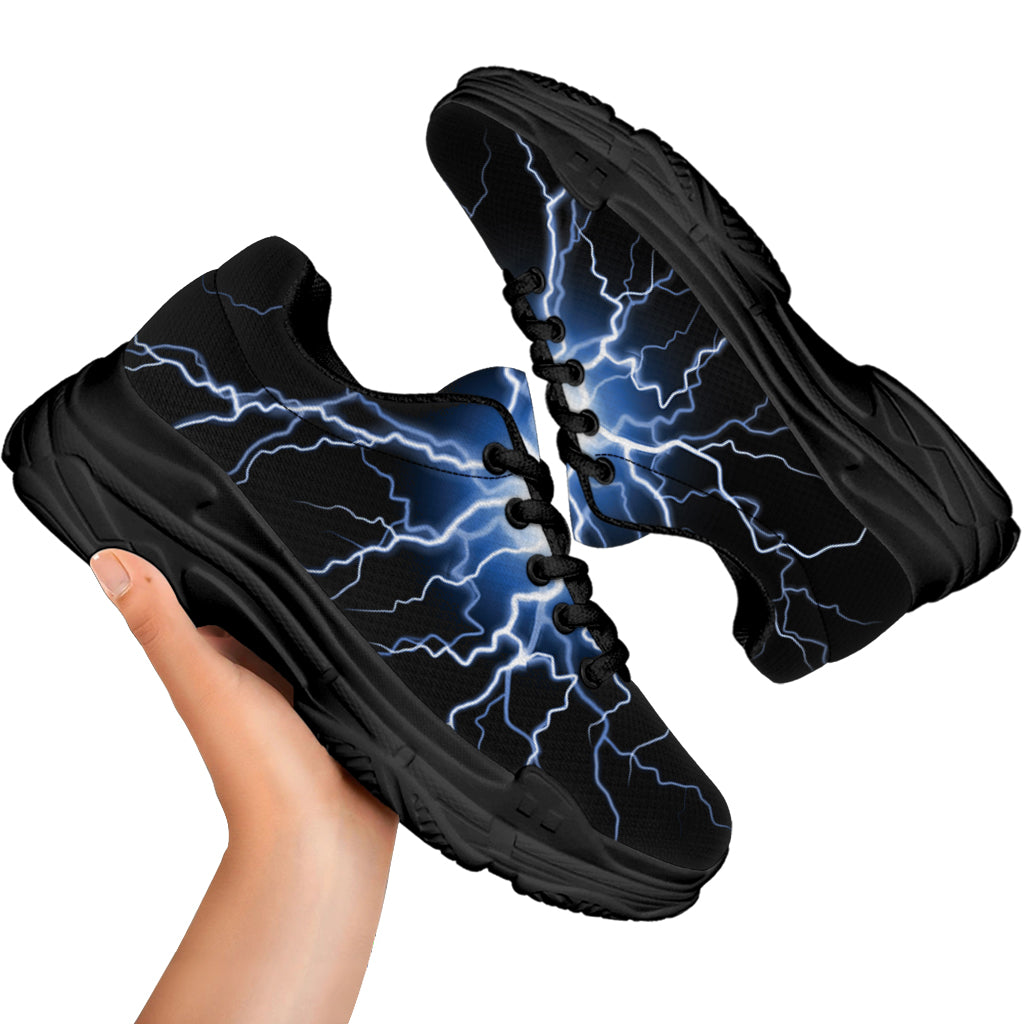 Lightning Spark Print Black Chunky Shoes