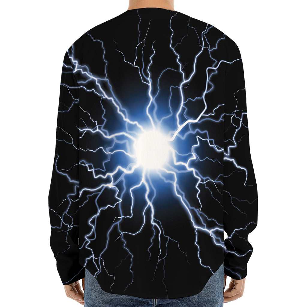 Lightning Spark Print Long Sleeve Baseball Jersey