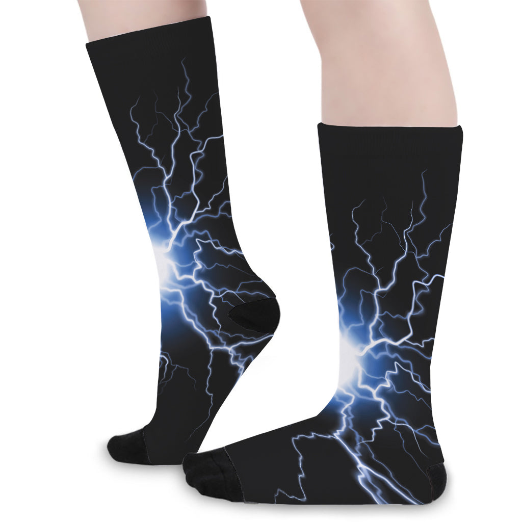 Lightning Spark Print Long Socks