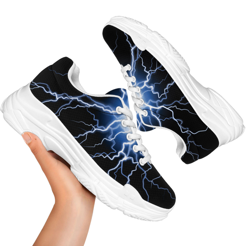 Lightning Spark Print White Chunky Shoes