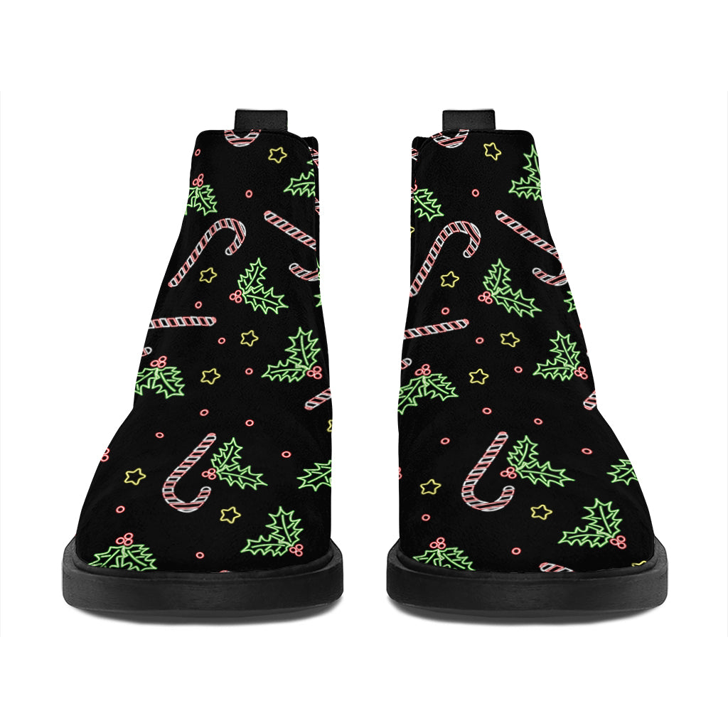 Lights Christmas Pattern Print Flat Ankle Boots