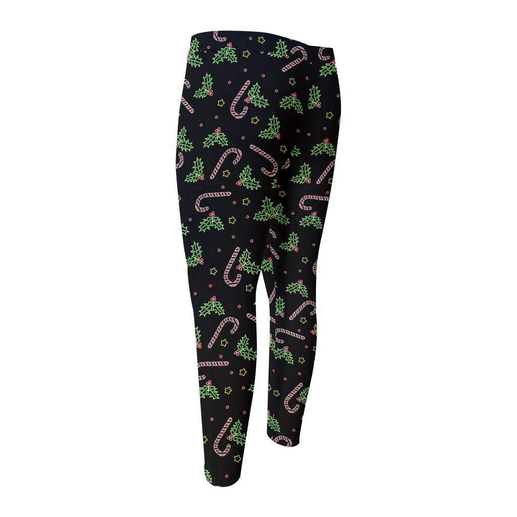 Lights Christmas Pattern Print Men's Compression Pants