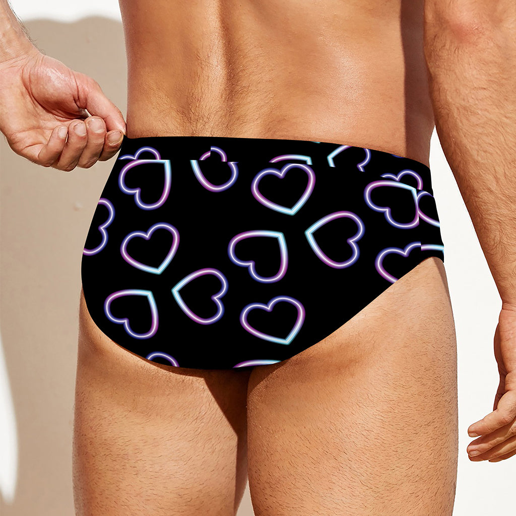 Lights Heart Pattern Print Men's Swim Briefs