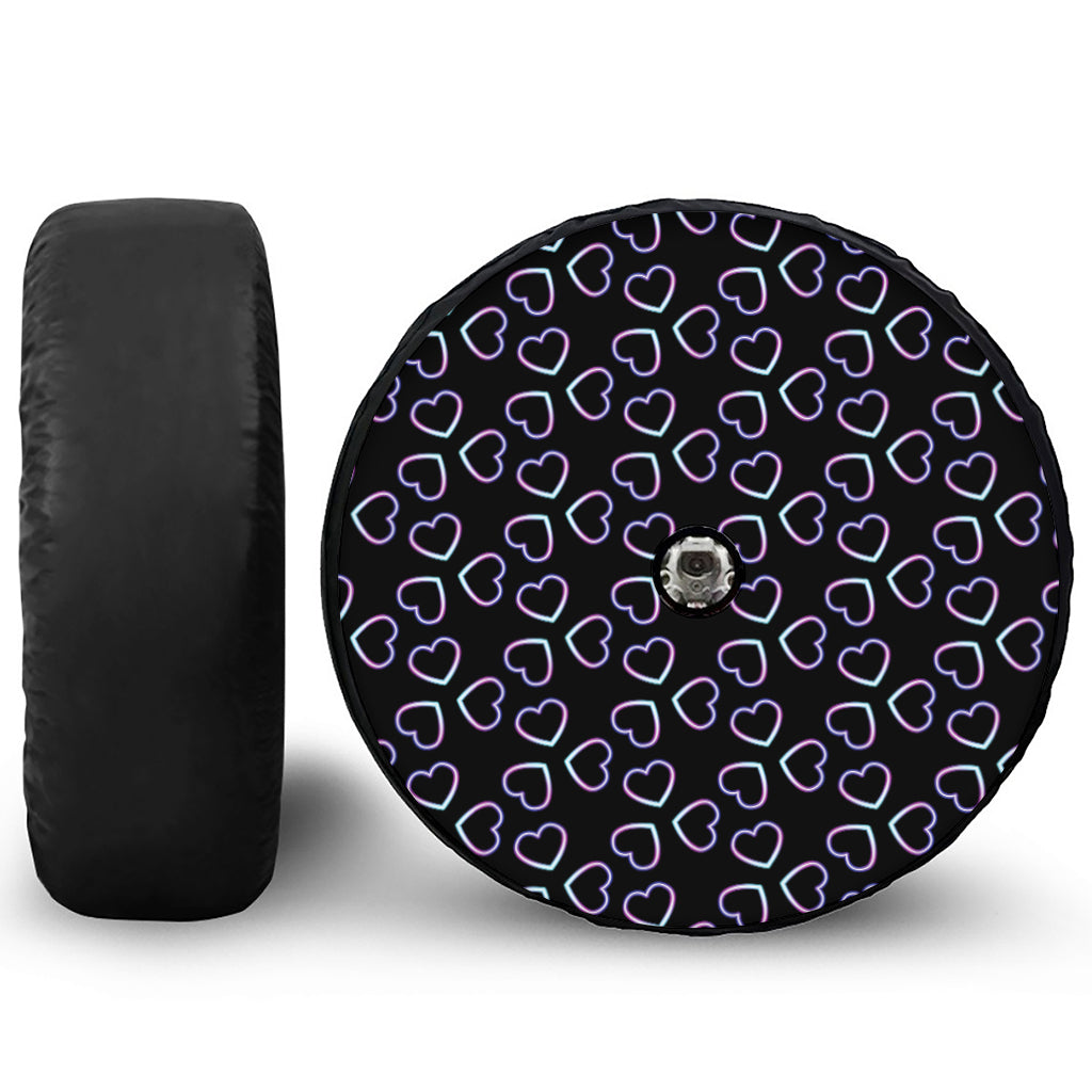 Lights Heart Pattern Print Tire Cover With Camera Hole